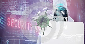 Composition of covid 19 virus cell and binary coding data processing over hacker using laptop