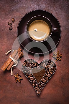 Cup of flavored espresso coffee photo