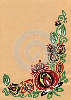 Composition from decorative corner with a floral ornament. Illustration for decor.
