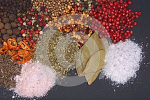 Composition with different spices and herbs