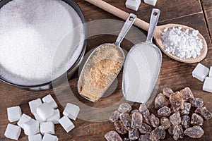 Composition of different types of sugar