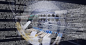 Composition of digital data processing over cables in computer server