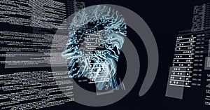 Composition of digital data processing over human brain formed with processor circuit board
