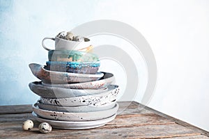 Composition with dinnerware on table