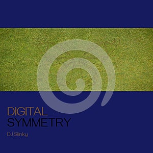 Composition of dj slinky digital symmetry text over drawing of butterfly on green background