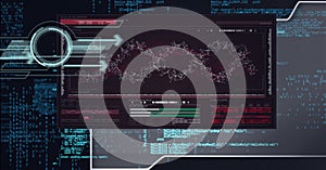Composition of dna strand and scientific digital data on screen