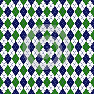 Green and Navy Argyle Seamless Pattern