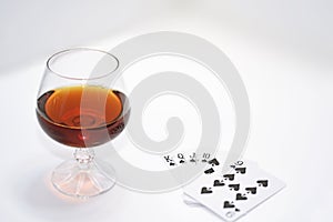 Composition of drinking and playing cards.