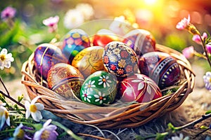 Composition with Easter eggs. Filtered look