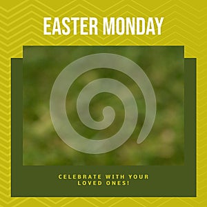 Composition of easter monday text and copy space on green background