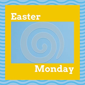 Composition of easter monday text and copy space on multi coloured background