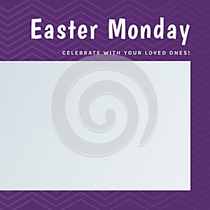 Composition of easter monday text and copy space on multi coloured background