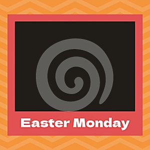 Composition of easter monday text and copy space on multi coloured background