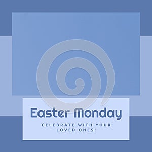 Composition of easter monday text and copy space on multi coloured background