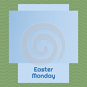 Composition of easter monday text and copy space on multi coloured background
