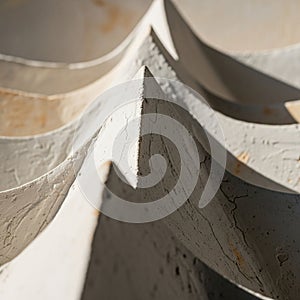 Composition emphasizes geometric abstraction and materiality without a