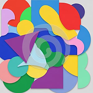Composition featuring an array of overlapping geometric shapes such as circles