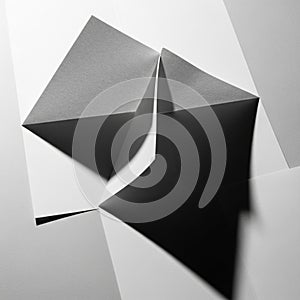 Composition featuring folded paper forms creating triangular