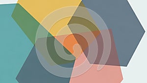 Composition featuring overlapping translucent polygons including