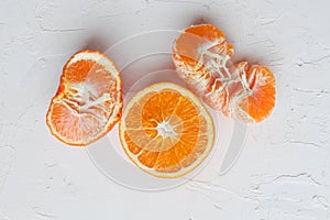 Composition of a fresh citrus fruits on white background,