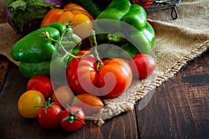 Composition of fresh mixed vegetables just picked