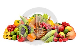 Composition of fruits and vegetables in basket