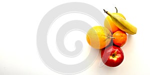 Composition of fruits on white background