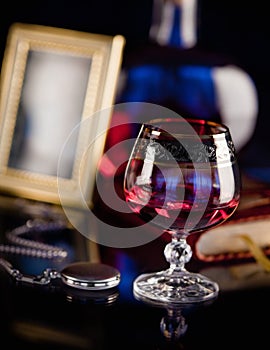 Composition with glass of cognac