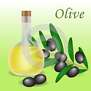 Composition of glass, transparent bottle with olive oil