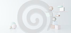 Composition.Gold,metal, glass, colored matte objects.