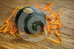 Composition with green hokkaido pumpkins