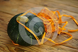 Composition with green hokkaido pumpkins