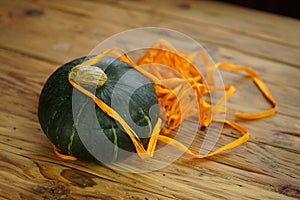 Composition with green hokkaido pumpkins