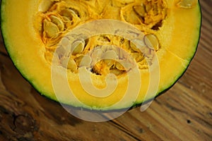 Composition with green hokkaido pumpkins