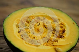 Composition with green hokkaido pumpkins