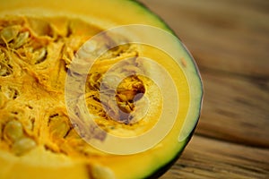 Composition with green hokkaido pumpkins