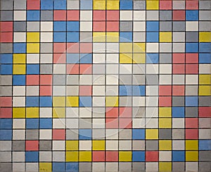 Composition with grid 9, painting by Piet Mondriaan