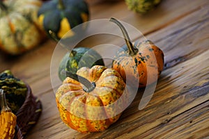 Composition with halloween pumpkins