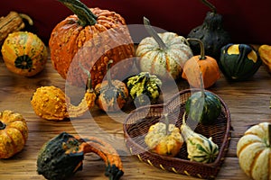 Composition with halloween pumpkins