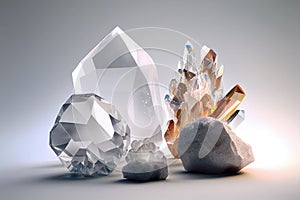 Composition of healing crystals, quartz and other minerals.