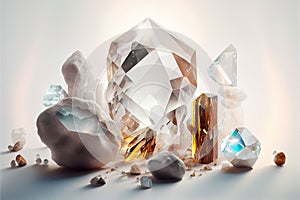 Composition of healing crystals, quartz and other minerals.