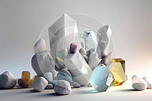 Composition of healing crystals, quartz and other minerals.