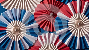 A Composition Of An Interestingly Vivid Red, White And Blue Fan