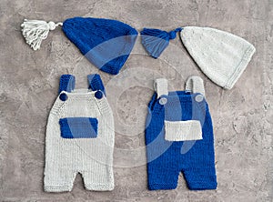 Composition of knitted suit and hat