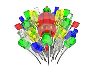 Composition from light emitting diodes on white