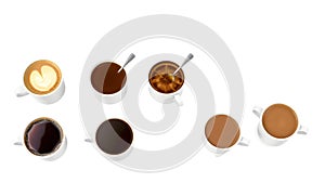 3d realistic vector isolated white cups of coffee