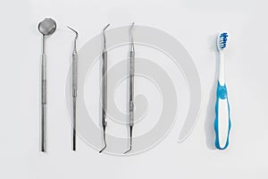 Composition of metal medical equipment tools and toothbrush