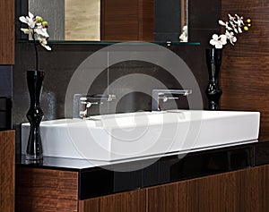 Composition in modern bathroom interior