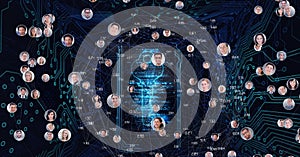 Composition of network of connections with over security key and computer circuit board