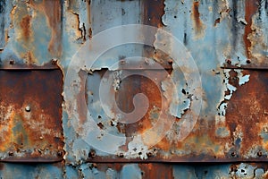 Composition of an old, rusted metal surface, graphic background creating a unique industrial atmosphere